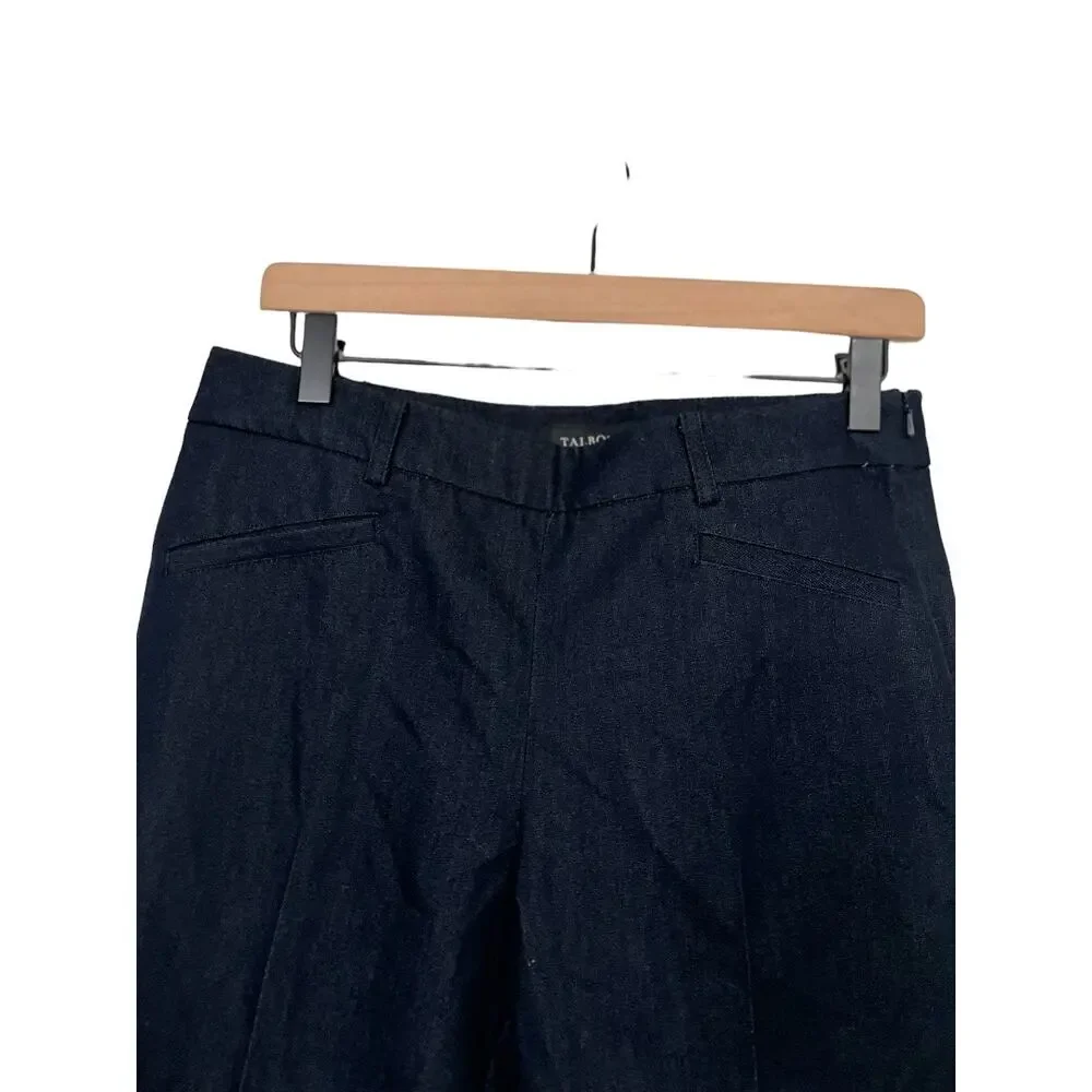 Talbots Womens Dark Blue Lace Up Cuff Detail Career Pants Size 4